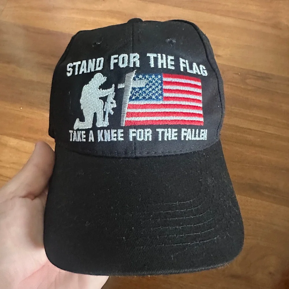 CSI Quality Headwear Black Stand For The Flag Take A Knee Fallen Embroidered Cap